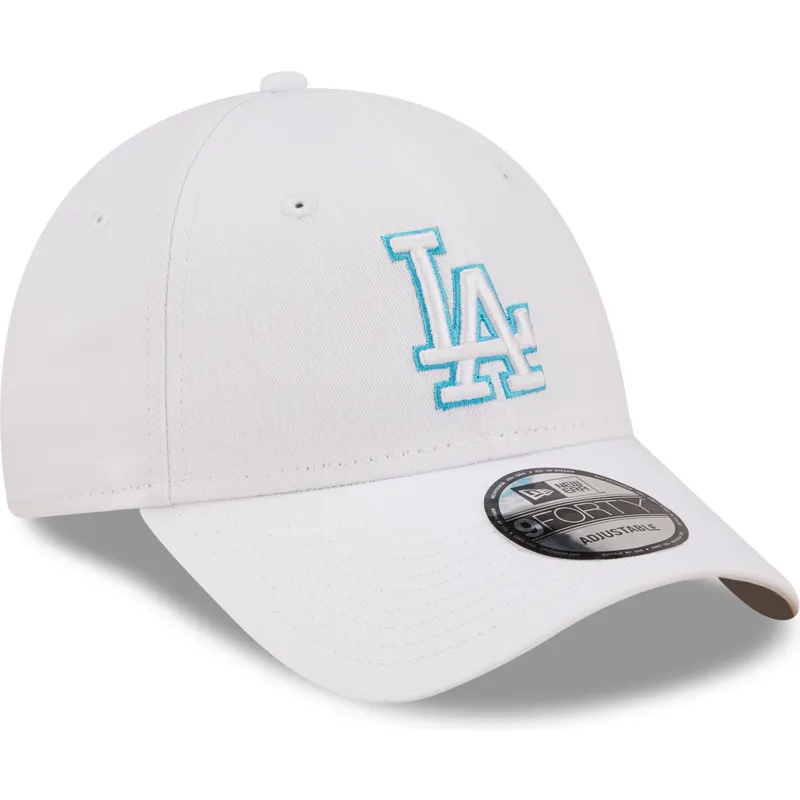 cappelli-curva-bianco-cinghia-regolabile-9forty-neon-outline-dei-los-angeles-dodgers-mlb-di-new-era