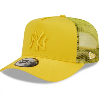 New Era Yellow Logo A Frame Tonal Mesh New York Yankees MLB Yellow Trucker Hat