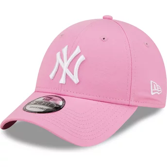 Casquette courbée rose ajustable avec logo blanc 9FORTY League Essential New York Yankees MLB New Era