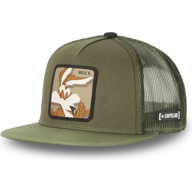 mutzen-flach-grun-snapback-kojote-looney-tunes-von-capslab