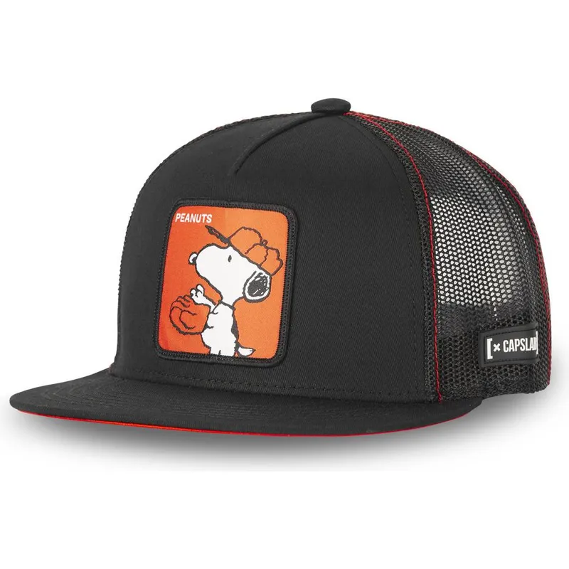 mutzen-flach-schwarz-snapback-snoopy-erdnusse-von-capslab