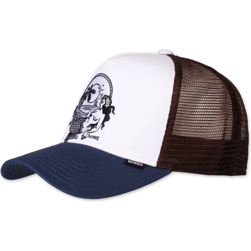 cappellino-trucker-bianco-marrone-e-blu-lazy-mermaid-hft-lazy-days-are-the-best-days-di-djinns