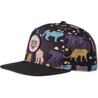 Djinns Flat Brim Gepard Linen Black Snapback Cap