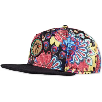 Platt keps flerfärgad snapback Peacock Linen från Djinns