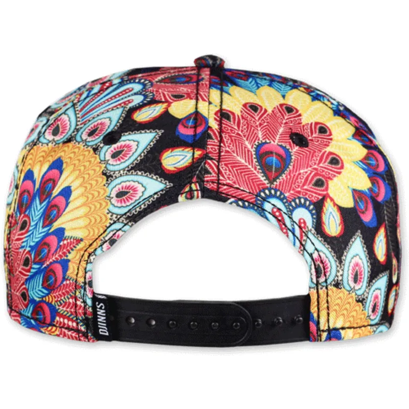 flerfarvet-flat-cap-snapback-peacock-linen-fra-djinns