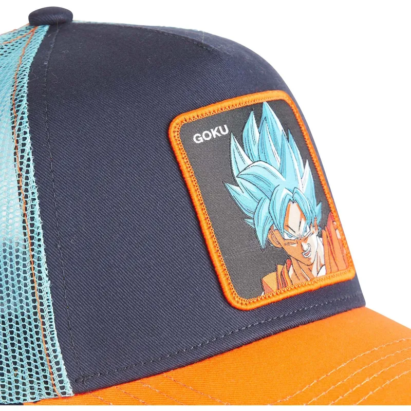 trucker-cap-marineblau-und-orange-son-goku-super-saiyan-blue-cas-gok2-dragon-ball-von-capslab