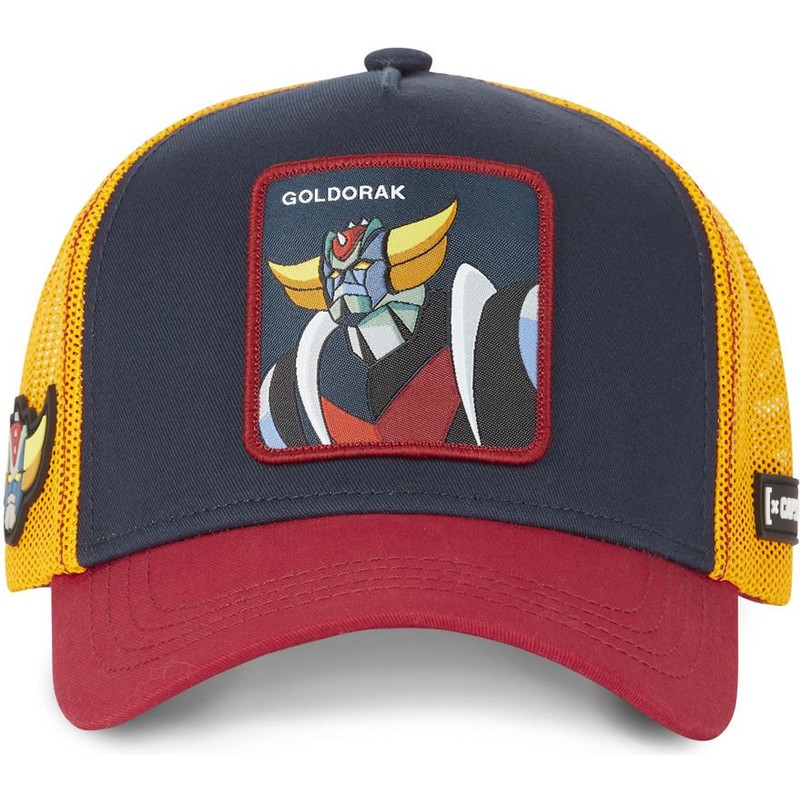 Casquette trucker bleue marine, jaune et rouge Robot Grendizer Goldorak