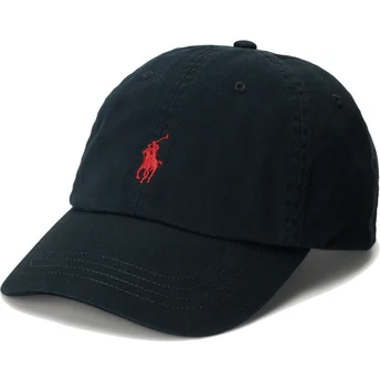 Gorra curva negra ajustable con logo rojo Cotton Chino Classic Sport de Polo Ralph Lauren