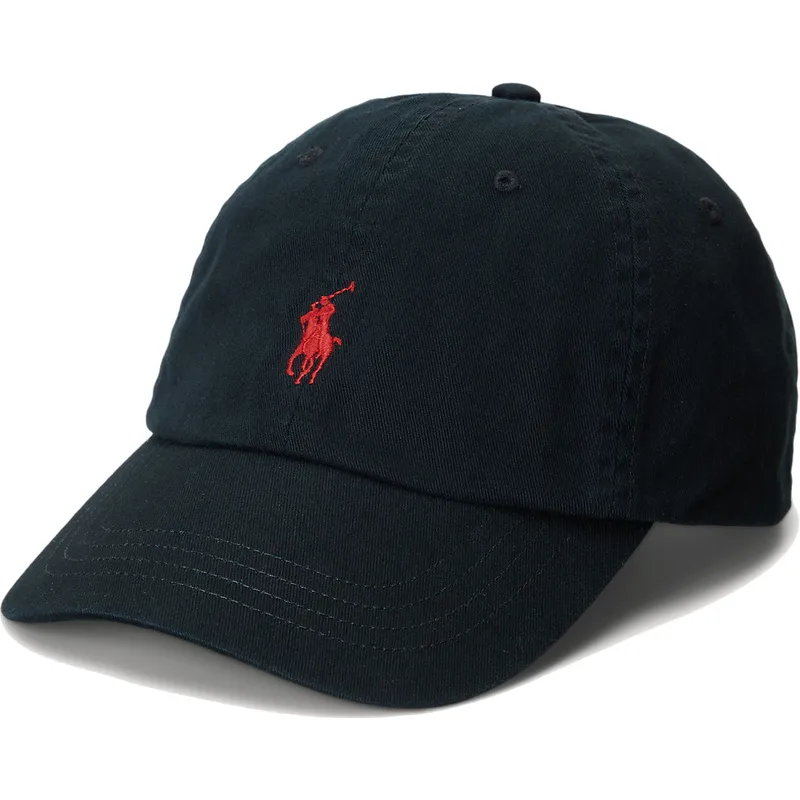 cappellino-curvo-nero-regolabile-con-logo-rosso-cotton-chino-classic-sport-di-polo-ralph-lauren