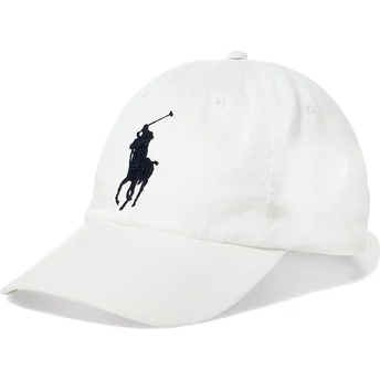 Hvid justerbar buet kasket med sort Big Pony Chino Classic Sport logo fra Polo Ralph Lauren