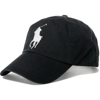 Czarna zakrzywiona czapka regulowana z białym logo Big Pony Chino Classic Sport od Polo Ralph Lauren