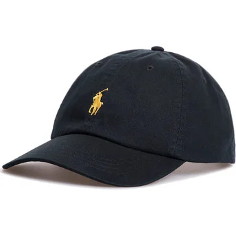 Casquette courbée noire ajustable avec logo doré Cotton Chino Classic Sport Polo Ralph Lauren