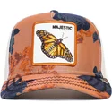 gorra-trucker-naranja-y-blanca-mariposa-majestic-monarchy-of-roses-the-farm-de-goorin-bros