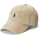 hellbraune-verstellbare-curved-cap-mit-blauem-logo-cotton-chino-classic-sport-von-polo-ralph-lauren