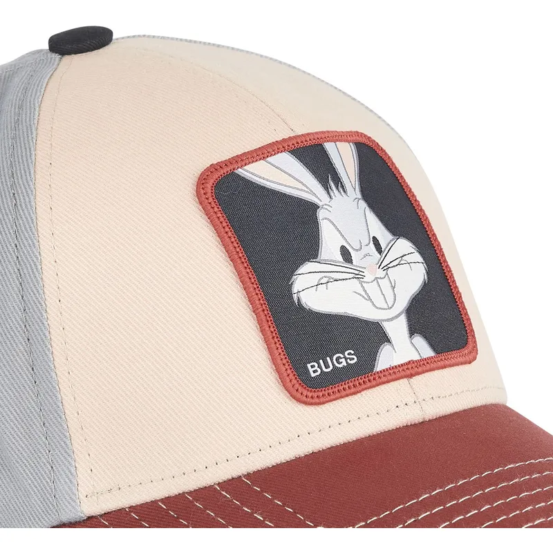 cappellino-curvo-beige-blu-marino-e-rosso-snapback-bugs-bunny-bu6-looney-tunes-di-capslab