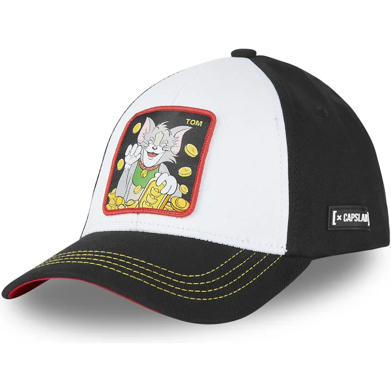 weisse-und-schwarze-gebogene-snapback-kappe-tom-t12-looney-tunes-von-capslab