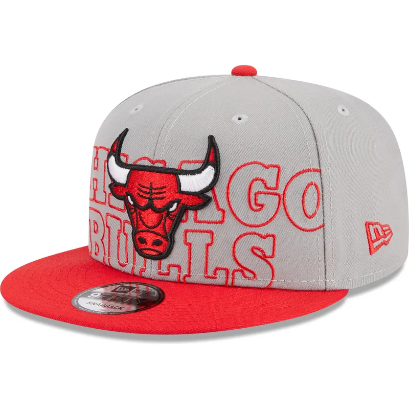 cappello-piatto-grigio-e-rosso-snapback-9fifty-draft-edition-2023-di-chicago-bulls-nba-di-new-era