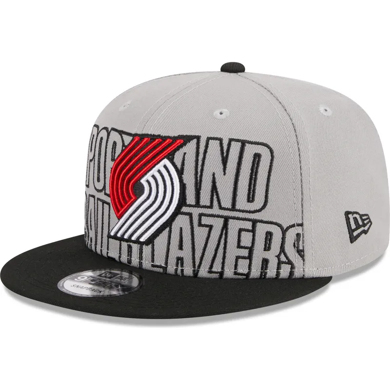 cappello-piatto-grigio-e-nero-snapback-9fifty-draft-edition-2023-di-portland-trail-blazers-nba-di-new-era