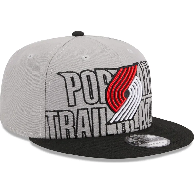 cappello-piatto-grigio-e-nero-snapback-9fifty-draft-edition-2023-di-portland-trail-blazers-nba-di-new-era
