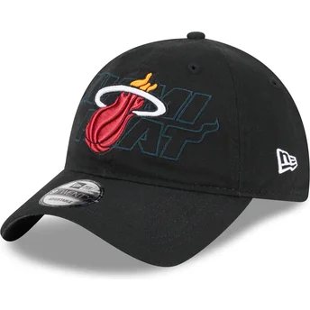 Gorra curva negra ajustable 9TWENTY Draft Edition 2023 de Miami Heat NBA de New Era