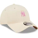 casquette-courbee-rose-claire-ajustable-avec-logo-rose-9twenty-mini-logo-new-york-yankees-mlb-new-era