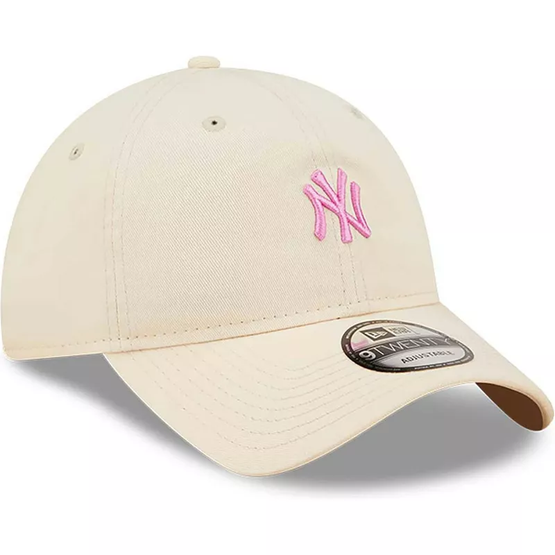 new-era-curved-brim-pink-logo-9twenty-mini-logo-new-york-yankees-mlb-light-pink-adjustable-cap