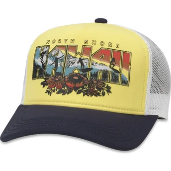 Gorra trucker amarilla, blanca y negra snapback Hawaii North Shore Riptide Valin de American Needle