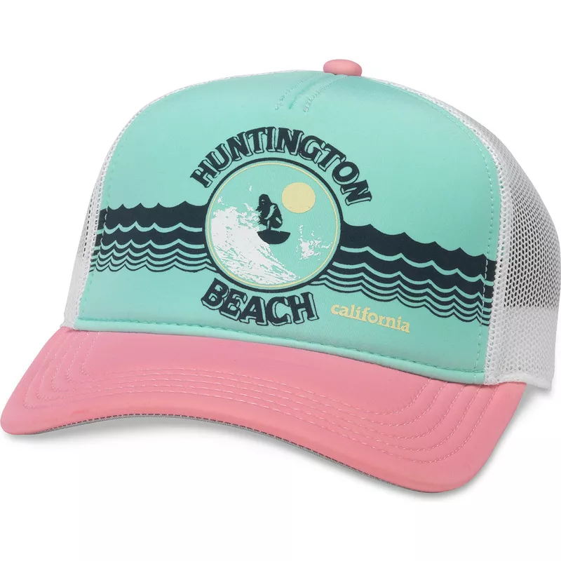 american-needle-huntington-beach-california-riptide-valin-green-white-and-pink-snapback-trucker-hat