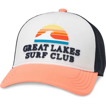 Hvid, marineblå og orange trucker kasket snapback Great Lakes Surf Club Riptide Valin fra American Needle