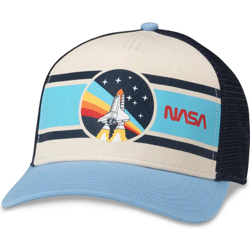 beige-marinebla-og-lysebla-trucker-kasket-snapback-nasa-sinclair-fra-american-needle