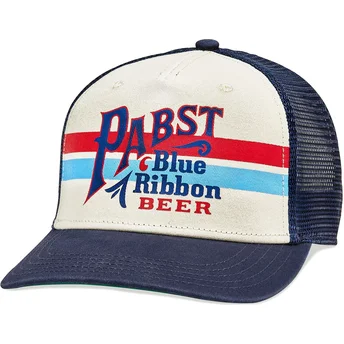Czapka trucker beżowa i granatowa snapback Pabst Blue Ribbon Sinclair American Needle
