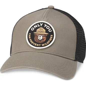 Cappellino trucker marrone e nero snapback Smokey Bear Valin di American Needle