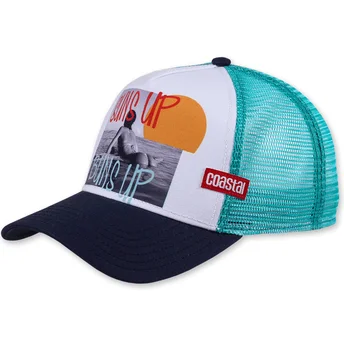 Czapka trucker biała i niebieska Suns Up Buns Up HFT od Coastal