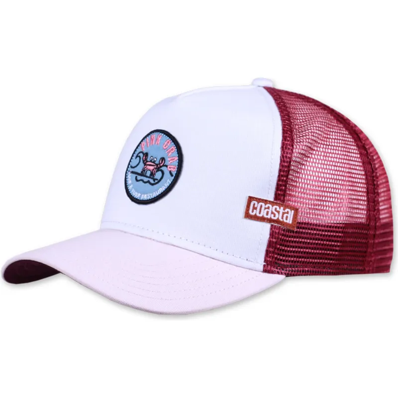 cappellino-trucker-bianco-rosso-e-rosa-pink-crab-hft-di-coastal