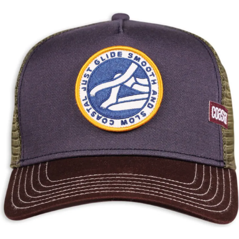 kasket-trucker-marinebla-gron-og-brun-just-glide-smooth-and-slow-hft-fra-coastal