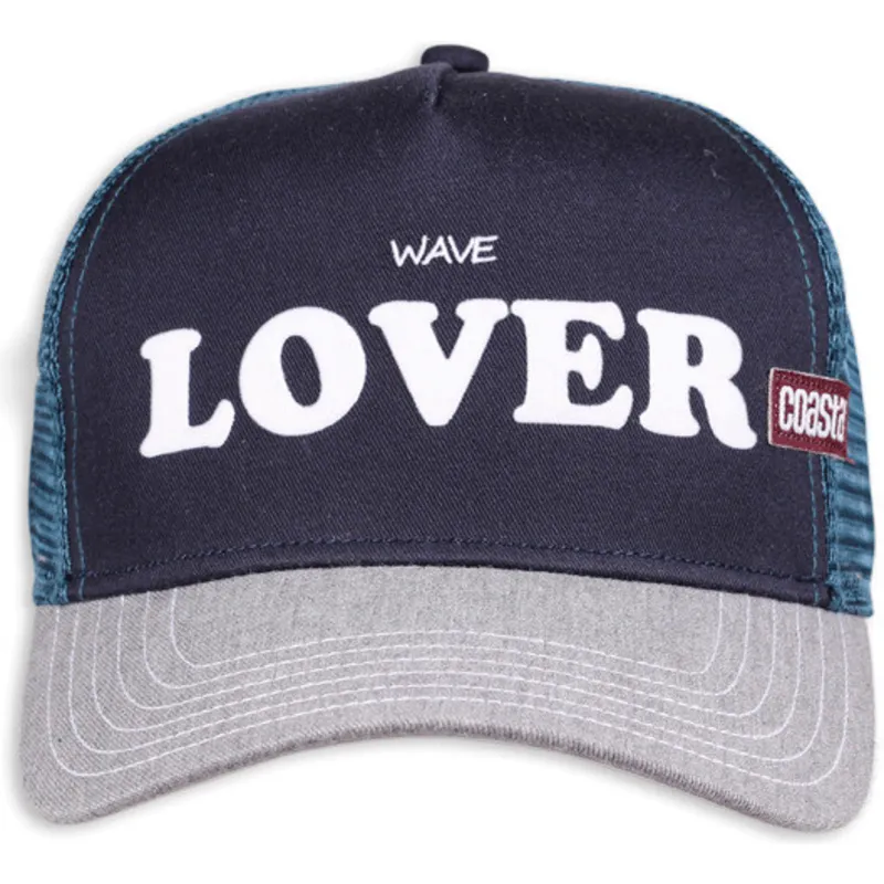 trucker-kasket-marinebla-og-gra-wave-lover-hft-fra-coastal