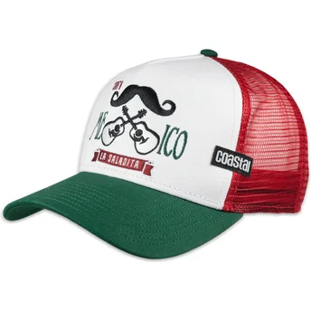 Cappellino trucker bianco, rosso e verde Mexican Mustache HFT di Coastal