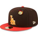 gorra-plana-marron-y-roja-ajustada-59fifty-the-elements-fire-pin-de-los-angeles-dodgers-mlb-de-new-era