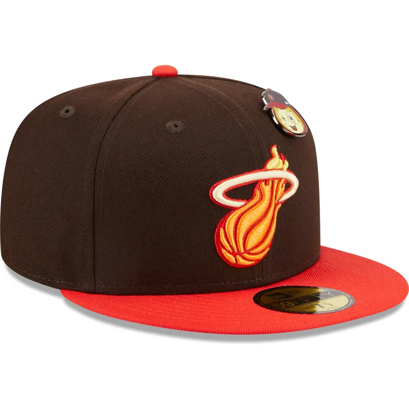 flad-brun-og-rod-fitted-kasket-59fifty-the-elements-fire-pin-fra-miami-heat-nba-af-new-era
