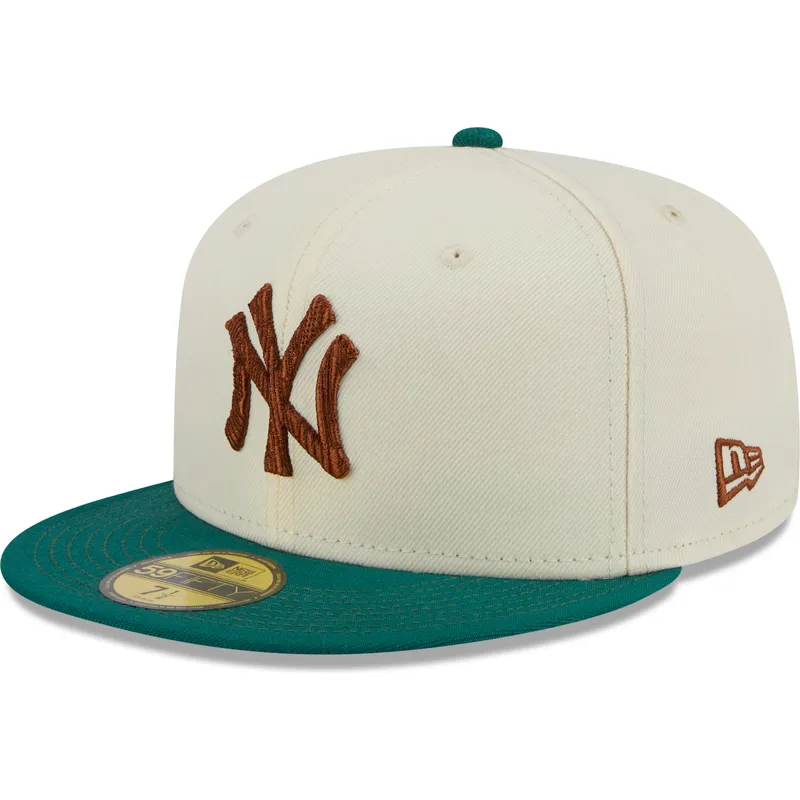 cappello-piatto-grigio-e-verde-chiuso-con-logo-marrone-59fifty-camp-dei-new-york-yankees-mlb-di-new-era