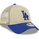 cappellino-trucker-beige-e-blu-9forty-a-frame-all-day-trucker-dei-los-angeles-dodgers-mlb-di-new-era