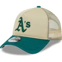 casquette-trucker-beige-et-verte-9forty-a-frame-all-day-trucker-oakland-athletics-mlb-new-era