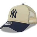 cappellino-trucker-beige-e-blu-navy-9forty-a-frame-all-day-trucker-dei-new-york-yankees-mlb-di-new-era