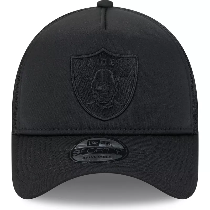 new-era-black-logo-9forty-a-frame-all-day-trucker-las-vegas-raiders-nfl-black-trucker-hat