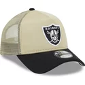 new-era-9forty-a-frame-all-day-trucker-las-vegas-raiders-nfl-beige-and-black-trucker-hat