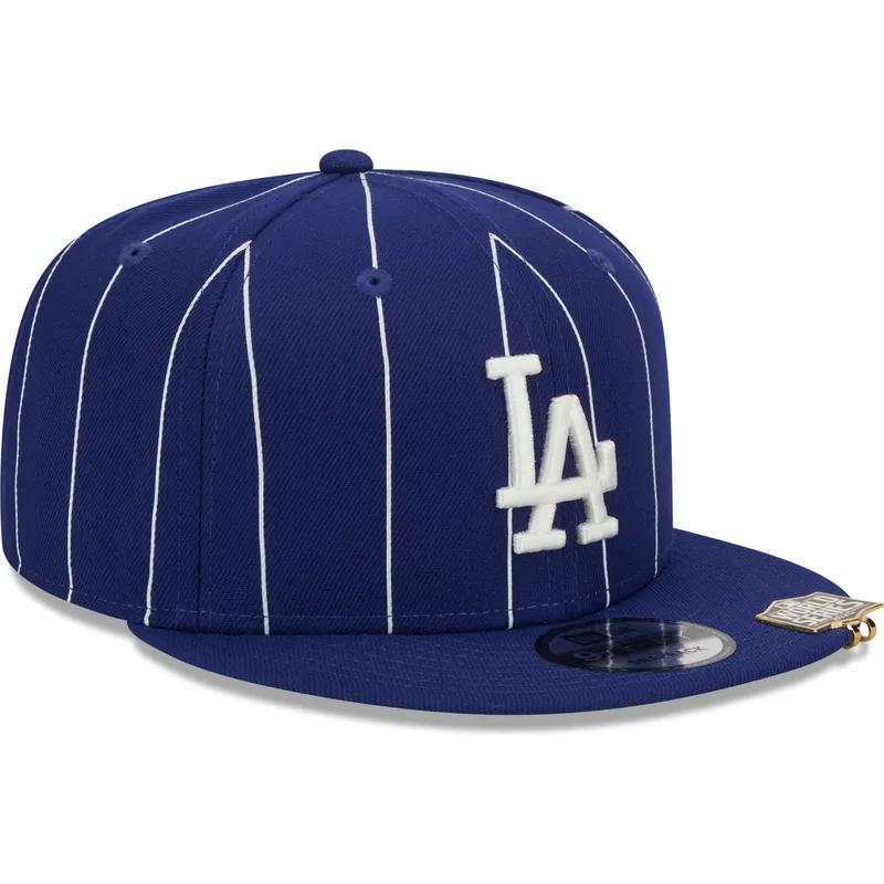 flad-bla-snapback-kasket-9fifty-pinstripe-visor-clip-fra-los-angeles-dodgers-mlb-fra-new-era