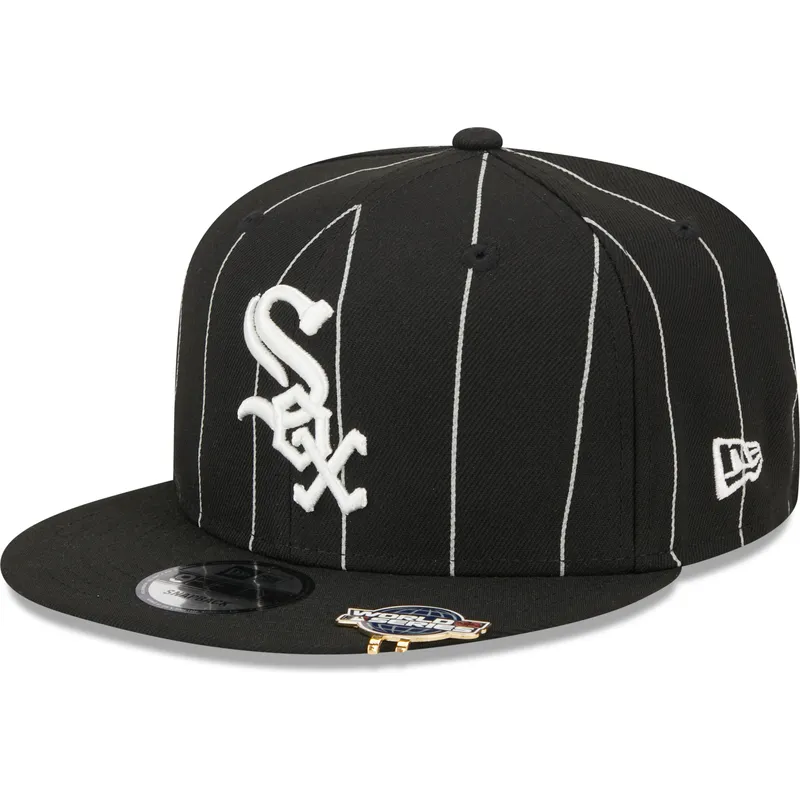 cappelli-piatta-nero-snapback-9fifty-pinstripe-visor-clip-dei-chicago-white-sox-mlb-di-new-era