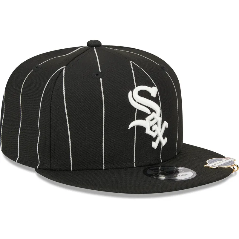 cappelli-piatta-nero-snapback-9fifty-pinstripe-visor-clip-dei-chicago-white-sox-mlb-di-new-era