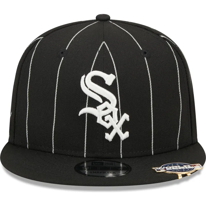 cappelli-piatta-nero-snapback-9fifty-pinstripe-visor-clip-dei-chicago-white-sox-mlb-di-new-era