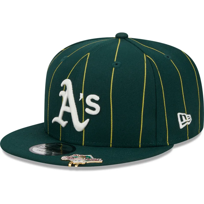 gron-flat-cap-snapback-9fifty-pinstripe-visor-clip-fra-oakland-athletics-mlb-fra-new-era